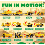 JOYIN 25-in-1 Construction Truck Toy Set with 12 Vehicles & 12 Worker Figures, Push and Go Toy Trucks with Sound and Light, Construction Toys Birthday Gifts for Kids 3 4 5 6 7 Years Old