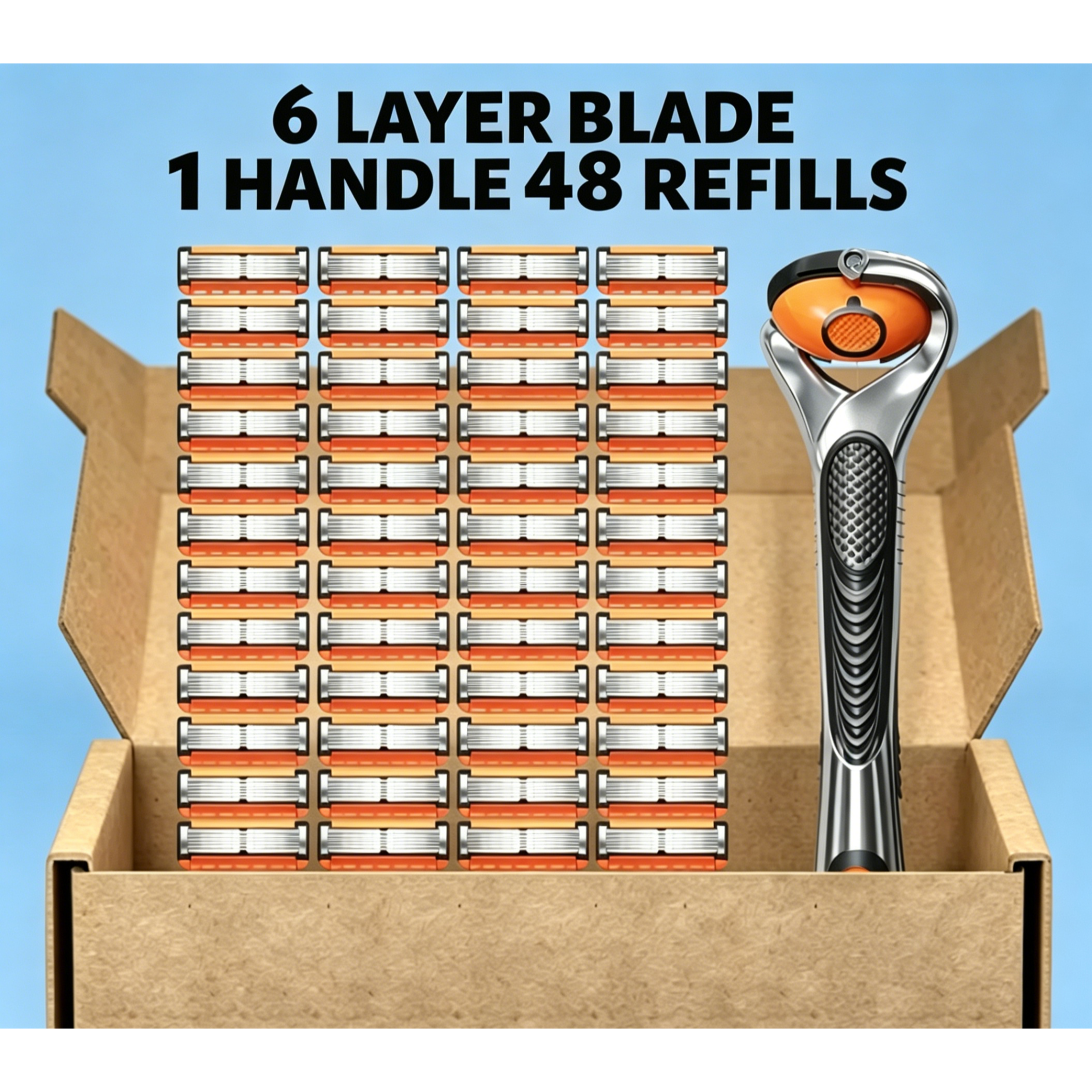 High-Quality Men Razor Set with 24 or 48 Refill Blades
