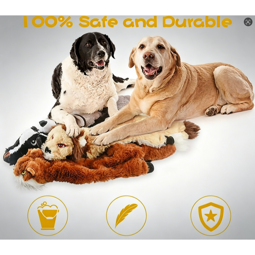 Dog squeaking toys, unstuffed plush dog chew toy set