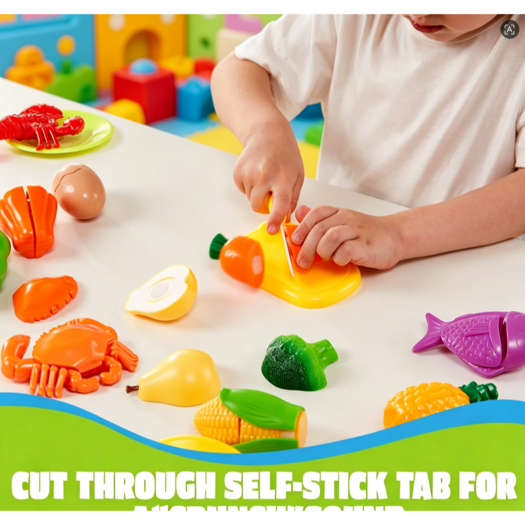 JOYIN Preschool Learning Toy Role-Playing Set includes a vegetable cutting toy.