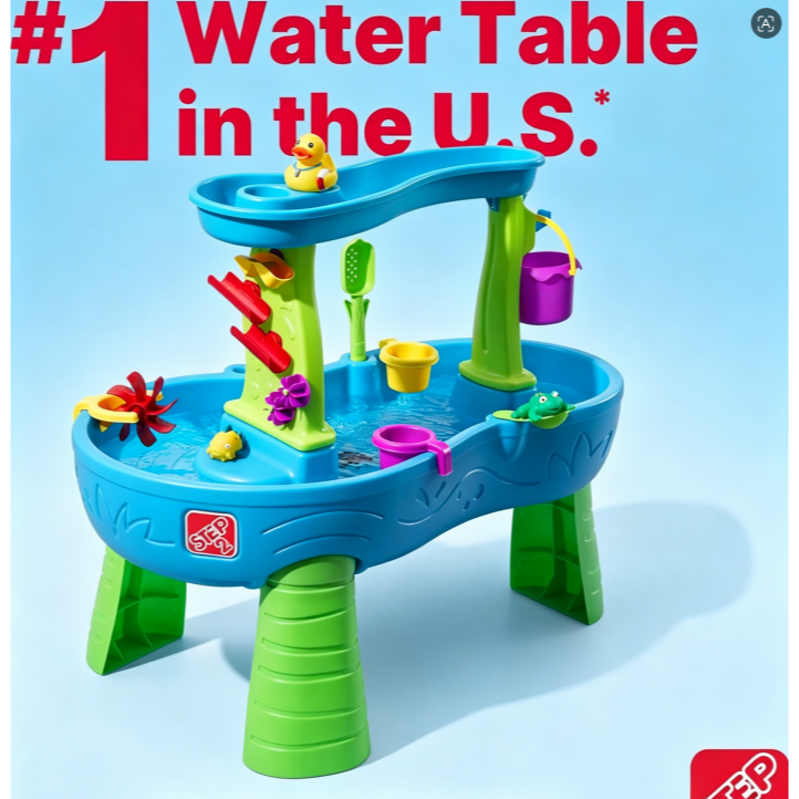 Step 2: Rain-resistant wading pool table, children's water and sand sensory play set