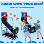 JOYIN Kids Arcade Basketball Game Set, includes 4 basketballs and hoops.