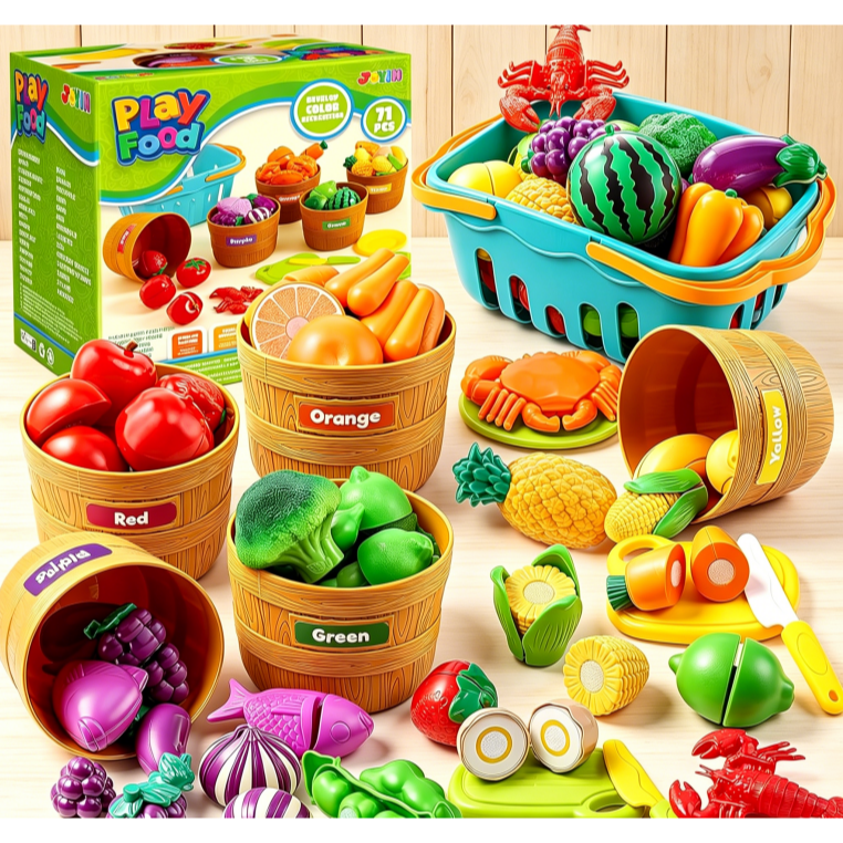 JOYIN Preschool Learning Toy Role-Playing Set includes a vegetable cutting toy.