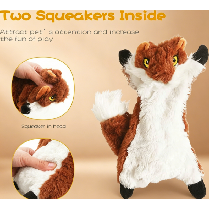 Dog squeaking toys, unstuffed plush dog chew toy set