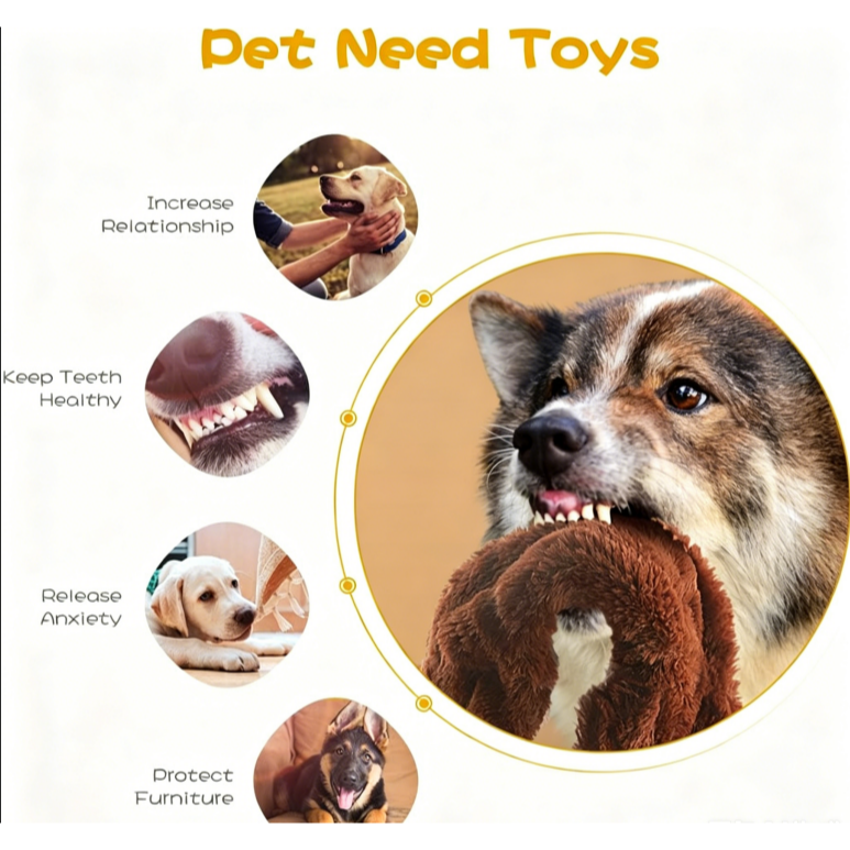Dog squeaking toys, unstuffed plush dog chew toy set
