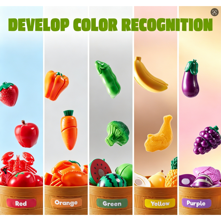 JOYIN Preschool Learning Toy Role-Playing Set includes a vegetable cutting toy.